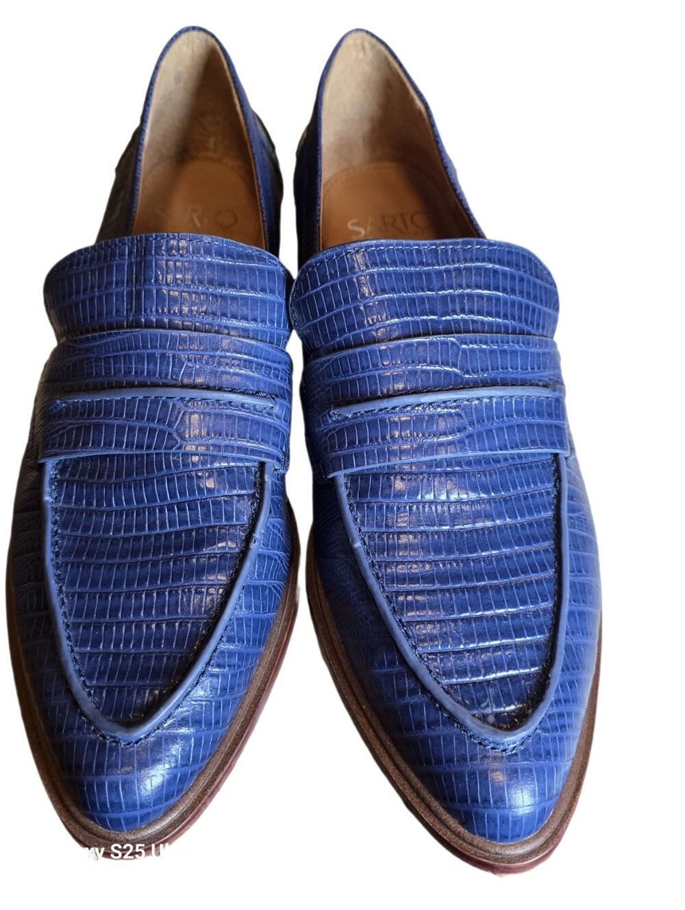 SARTO by Franco Sarto Irena Cobalt Blue Lizard Embossed Pointed Toe Leather 9 - Picture 8 of 12